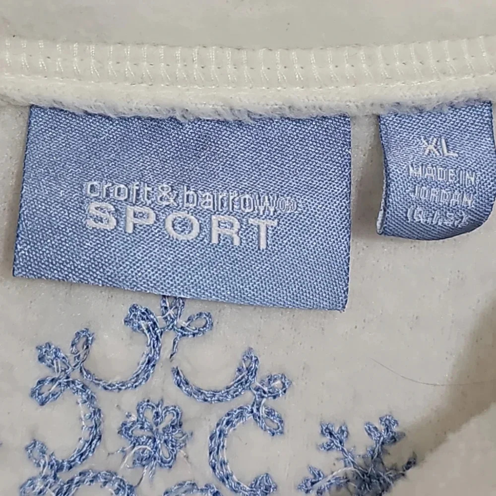 Croft & Barrow Women XL Fleece White Snowflake Jacket Button Iconic Grandmacore - Picture 4 of 7